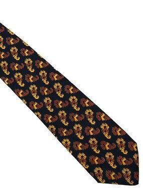 Vintage Damon Black Gold Brown Paisley Slender Silk Tie Necktie 2.5 x 55